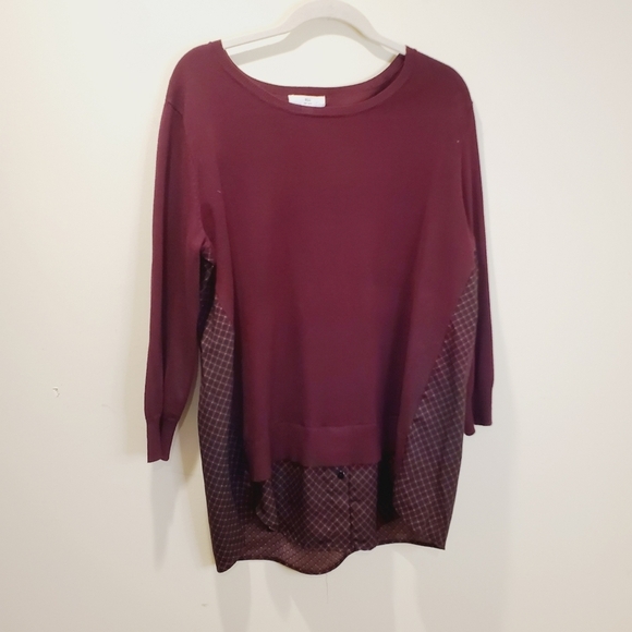 BLL New York red wine long sleeve blouse sweater size L - Picture 2 of 13